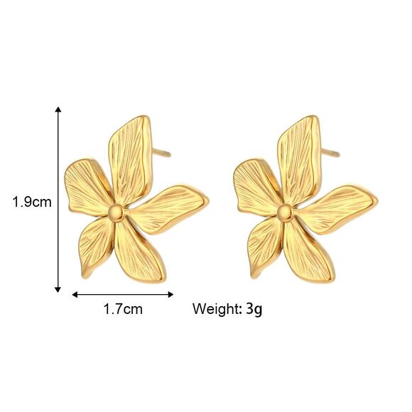 18K Gold Plated Flower‎ Stud Earrings Summer Jewelry - Picture 12 of 13